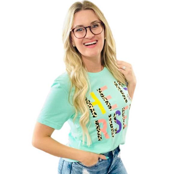 NEW SPIRIT TO A TEE he is risen leopard tee in mint - Picture 3 of 3